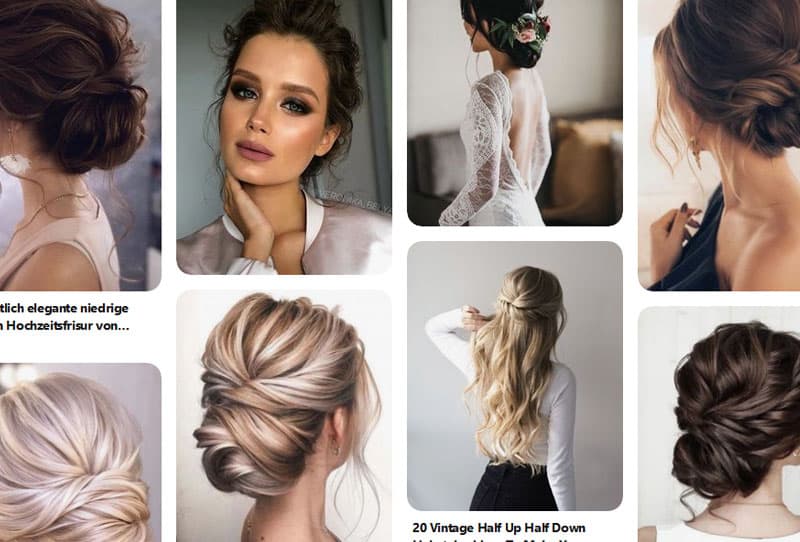 Verschiedene Brautfrisuren als Ideengebung auf Pinterest